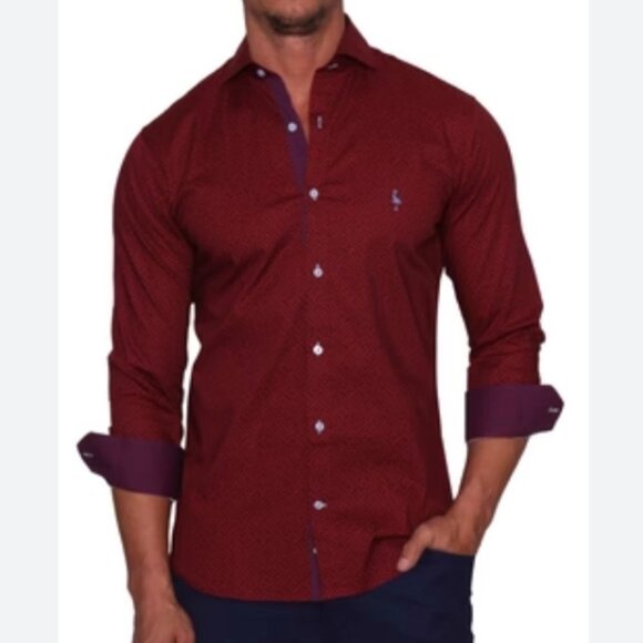 Tailorbyrd Long Sleeve Button Down Sport Shirt - Burgundy Red - size XL - Picture 9 of 9